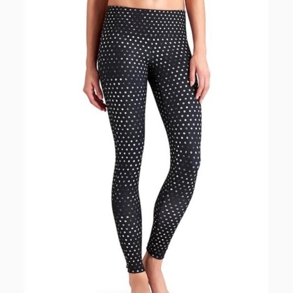 Athleta Black Patterned Dot Yoga Leggings
